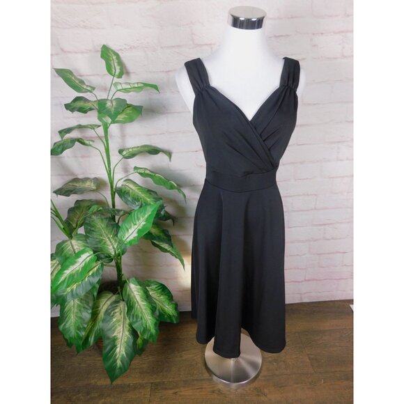 Grace Karin Small Black Fit Flare Knee Dress Elegant - Picture 3 of 11